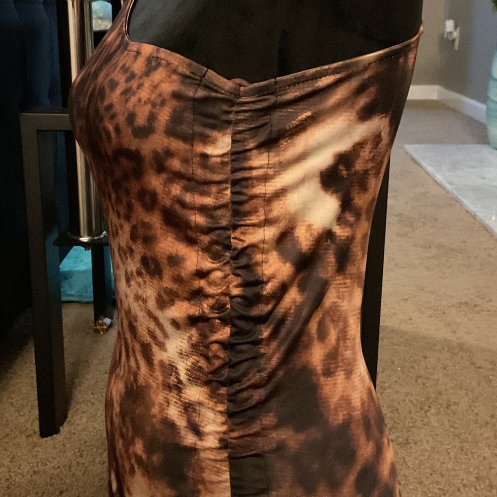 Fashion Nova One-Shoulder Leopard-Print Tank Top in Brown and Black - Picture 6 of 10